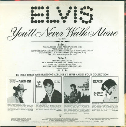 Elvis Presley : You'll Never Walk Alone (LP, Album, Comp, Mono, RE)