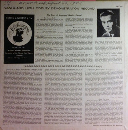 Nikolai Rimsky-Korsakov - Mario Rossi (2) Conducting Orchester Der Wiener Staatsoper : Scheherazade (LP, Album, Mono)