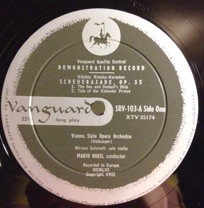 Nikolai Rimsky-Korsakov - Mario Rossi (2) Conducting Orchester Der Wiener Staatsoper : Scheherazade (LP, Album, Mono)