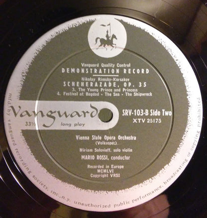 Nikolai Rimsky-Korsakov - Mario Rossi (2) Conducting Orchester Der Wiener Staatsoper : Scheherazade (LP, Album, Mono)