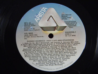 Dionne Warwick : Hot ! Live And Otherwise (2xLP, Album, Club, Gat)