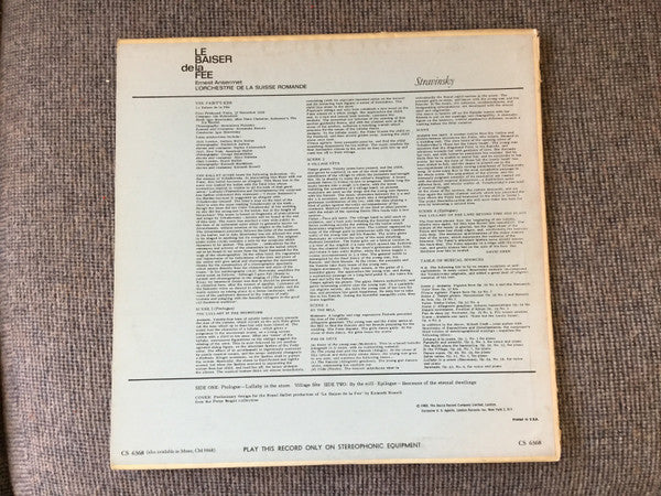 Igor Stravinsky, Ernest Ansermet, L'Orchestre De La Suisse Romande : Le Baiser De La Fée Complete Ballett (LP, Album)