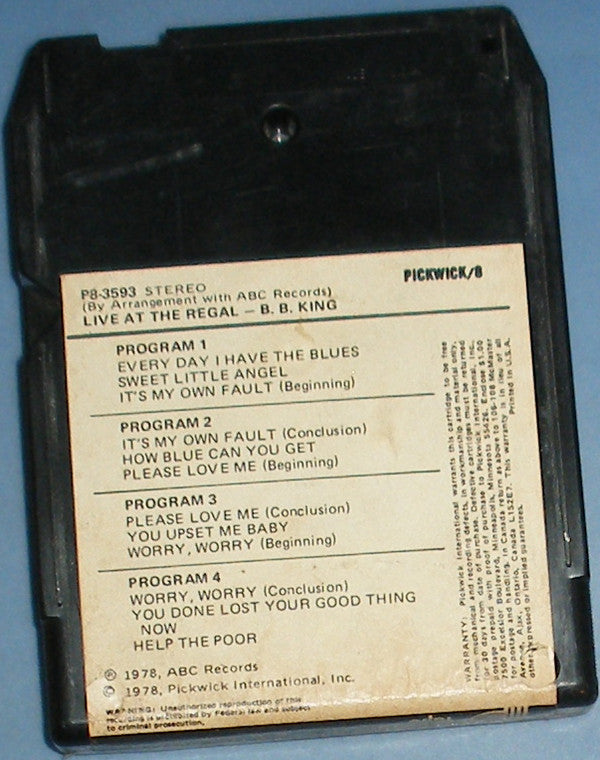 B.B. King : Live At The Regal (8-Trk, Album, RE)